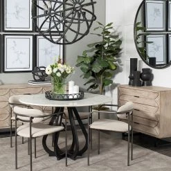 Cheap 🎉 Mercana Maud 20L X 20W Black Metal Mirrored Bottom Round Serving Tray - 20.1L X 20.1W X 3.0H 🥰 -Mercana Shop Maud 20L x 20W Black Metal Mirrored Bottom Round Serving Tray 4