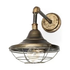 Wholesale ⌛ Mercana Agadir 8.8x18 Bronze Metal Conical Shade Caged Wall Sconce - 8.8L X 14.0W X 18.0H 💯