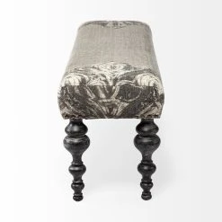 Coupon ⌛ Mercana Alhambra Gray Upholstered Seat W/ Black Solid Wood Legs Accent Bench - 55"W X 14"D X 18"H 😍 -Mercana Shop Mercana Alhambra 55 x 18 Upholstered Gray Seat Dark Wood Legs Accent Bench 1