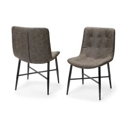 Cheapest ⭐ Mercana Barrow II Brown Faux-Leather Seat W/Black Metal Frame Dining Chair - 20"W X 24"D X 34"H 🎉