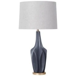 Brand new ⌛ Mercana Bravar III 30" Gray-Blue Resin Base W/ Gray Fabric Shade Table Lamp - 7.0L X 7.0W X 29.0H 🔥