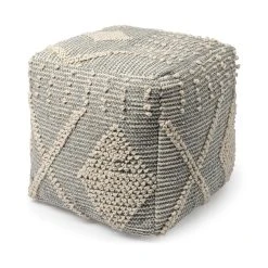 Cheapest 🥰 Mercana Brinket Gray/Cream Polyester Handwoven Square Pouf 😉