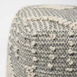 Cheapest 🥰 Mercana Brinket Gray/Cream Polyester Handwoven Square Pouf 😉 -Mercana Shop Mercana Brinket Gray Cream Polyester Handwoven Square Pouf 3