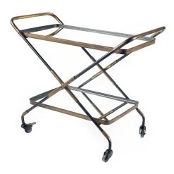 Best reviews of ❤️ Mercana Charlize Gold Metal Frame Two-Tier W/Mirrored Shelves Bar Cart - 19.0L X 37.0W X 29.9H ✔️