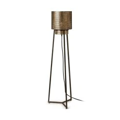 Cheap 💯 Mercana Chaudron II Black & Gold Perforated Metal Shade Floor Lamp - Black/Brass - 16"W X 16"D X 54"H 🥰