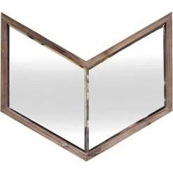 Brand new ๐ Mercana Chevren 26 X 22 Medium Brown Wood Frame Mirror - A ๐