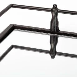 Wholesale 👏 Mercana Christa Natural Metal Mirrored Base Square Tray - 22.0L X 22.0W X 3.1H 🌟 -Mercana Shop Mercana Christa Natural Metal Mirrored Base Square Tray 3