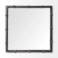 Wholesale 👏 Mercana Christa Natural Metal Mirrored Base Square Tray - 22.0L X 22.0W X 3.1H 🌟 -Mercana Shop Mercana Christa Natural Metal Mirrored Base Square Tray 5