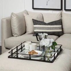 Wholesale 👏 Mercana Christa Natural Metal Mirrored Base Square Tray - 22.0L X 22.0W X 3.1H 🌟 -Mercana Shop Mercana Christa Natural Metal Mirrored Base Square Tray 8