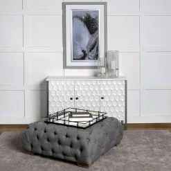 Wholesale 👏 Mercana Christa Natural Metal Mirrored Base Square Tray - 22.0L X 22.0W X 3.1H 🌟 -Mercana Shop Mercana Christa Natural Metal Mirrored Base Square Tray 9