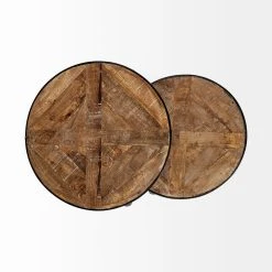 Hot Sale 💯 Mercana Clapp III 20 X 26 Set Of Two Round Top Wooden And Black Metal Frame Nesting Accent Tables - 20.0L X 20.1W X 26.0H 🥰 -Mercana Shop Mercana Clapp III 20 x 26 Set of Two Round Top Wooden and Black Metal Frame Nesting Accent Tables 1