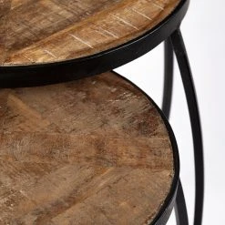 Hot Sale 💯 Mercana Clapp III 20 X 26 Set Of Two Round Top Wooden And Black Metal Frame Nesting Accent Tables - 20.0L X 20.1W X 26.0H 🥰 -Mercana Shop Mercana Clapp III 20 x 26 Set of Two Round Top Wooden and Black Metal Frame Nesting Accent Tables 3