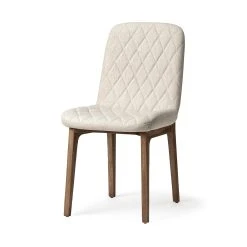 Wholesale 😀 Mercana David Diamond Tufted Cream Fabric Wrap W/Brown Wood Base Dining Chair - 19"W X 25"D X 35"H ✨