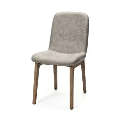 Budget 🔔 Mercana David II Grey Fabric Wrap W/Medium Brown Wood Base Dining Chair - 19"W X 26"D X 35"H ⭐