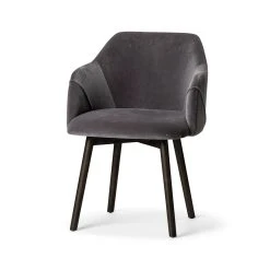 Discount 🎁 Mercana Ronald II Grey Velvet Wrap W/Black Wooden Base Dining Chair - 23"W X 23" D X 32"H 👏
