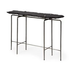 New 🎁 Mercana Pinera III 49L X 17W Black Slate W/Iron Base Console Table 🛒