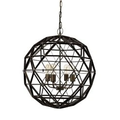 Promo ๐ Mercana Dyson II (22.5") Black Metal Triangular Orb Four Bulb Chandelier - 22.5L X 22.5W X 22.5H โ