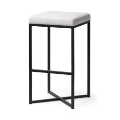 Flash Sale 🤩 Mercana Frodo 29.75" Seat Height White Fabric Seat Black Metal Base Stool ✔️ -Mercana Shop Mercana Frodo 29.7522 Seat Height White Fabric Seat Black Metal Base Stool 1