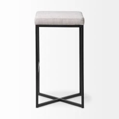 Flash Sale 🤩 Mercana Frodo 29.75" Seat Height White Fabric Seat Black Metal Base Stool ✔️ -Mercana Shop Mercana Frodo II Bar Stool 2