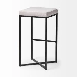 Flash Sale 🤩 Mercana Frodo 29.75" Seat Height White Fabric Seat Black Metal Base Stool ✔️ -Mercana Shop Mercana Frodo II Bar Stool 4