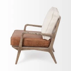 Promo ⭐ Mercana Harman II Cream Fabric And Brown Leather Seat Accent Chair 🎁 -Mercana Shop Mercana Harman I Chair 2