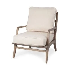 New 🔥 Mercana Harman II Off-White Fabric Seat W/ Ash Wood Frame Accent Chair - 24" W X 30" D X 31"H 🧨