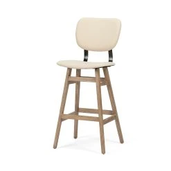 Discount 💯 Mercana Haden 30.25" Seat Height Cream Upholstered Seat Brown Wood Frame Stool 😉