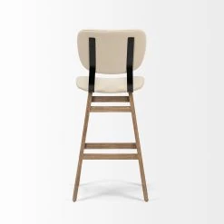 Discount 💯 Mercana Haden 30.25" Seat Height Cream Upholstered Seat Brown Wood Frame Stool 😉 -Mercana Shop Mercana Holden II Bar Stool 3