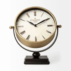Deals ✨ Mercana Houston Gold Metal Half Moon Base Table Clock - 4.0L X 12.0W X 13.0H 🛒 -Mercana Shop Mercana Houston Gold Metal Half Moon Base Table Clock 2