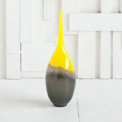 Cheap ✔️ Mercana Jasse Yellow & Gray Ombre Glass Vase 👏