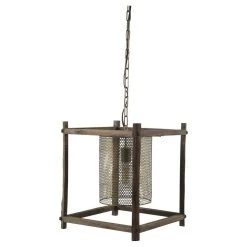 Best Pirce ❤️ Mercana Keppler II Brass Meshed Metal/Wood Cylindrical Pendant Light - 16.0L X 16.0W X 18.3H 🔔