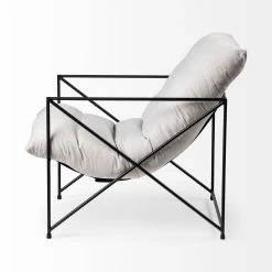 Promo 🎉 Mercana Leonidas Cream Upholstered Padded Seat And Black Metal Frame Accent Chair - 28.5W X 29.5D X 34.0H 👏 -Mercana Shop Mercana Leonidas Chair 2