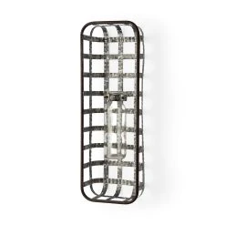 Best Sale 🔔 Mercana Margaret Wall Mounted Basket W/Glass Bottle For Botanicals Or Floral - 5.9L X 3.2W X 16.9H 👏