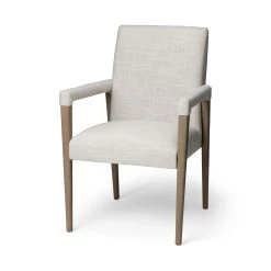 Outlet 😉 Mercana Palisades Cream Fabric Wrap Brown Wood Frame Dining Chair - 23.8L X 28.0W X 36.0H 😉