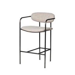 Hot Sale ⭐ Mercana Parker II Beige Fabric Seat Gun Metal Grey Iron Metal Base Stool - 19.7L X 20.9W X 35.8H 💯