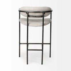 Hot Sale ⭐ Mercana Parker II Beige Fabric Seat Gun Metal Grey Iron Metal Base Stool - 19.7L X 20.9W X 35.8H 💯 -Mercana Shop Mercana Parker III Counter Height Chair 3