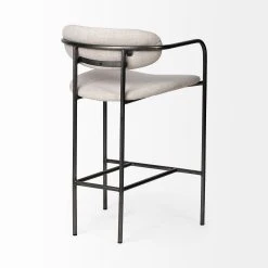 Hot Sale ⭐ Mercana Parker II Beige Fabric Seat Gun Metal Grey Iron Metal Base Stool - 19.7L X 20.9W X 35.8H 💯 -Mercana Shop Mercana Parker III Counter Height Chair 4