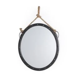 Wholesale 🌟 Mercana Pendula 27L X 27H Round Metal Frame Mirror 👏 -Mercana Shop Mercana Pendula Black Rope Suspended Oval Mirror