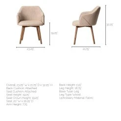 Promo 💯 Mercana Ronald II Cream Fabric Wrap W/Brown Wooden Base Dining Chair - 23"W X 22"D X 32"H 🔔 -Mercana Shop Mercana Ronald II Cream Fabric Wrap Brown Wooden Base Dining Chair