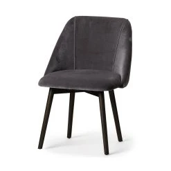 Best deal 👍 Mercana Ronald I Grey Velvet Wrap W/Black Wood Base Dining Chair - 23"W X 22"D X 32"H 🔔