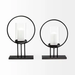 Wholesale 😍 Mercana Saturn I Small Black Metal Table Candle Holder - 12.0L X 5.0W X 16.1H 🤩 -Mercana Shop Mercana Saturn I Small Black Metal Table Candle Holder 2