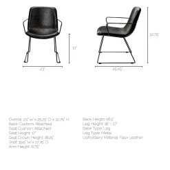 Promo 🥰 Mercana Sawyer II Black Faux-Leather Seat W/Black Iron Frame Dining Chair - 23"W X 25"D X 33"H ✔️ -Mercana Shop Mercana Sawyer II Black Faux Leather Seat Black Iron Frame Dining Chair