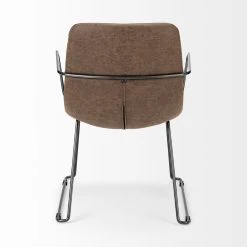 Brand new 🎁 Mercana Sawyer II Brown Faux-Leather Seat W/Black Iron Frame Dining Chair - 23"W X 25"D X 33"H 😀 -Mercana Shop Mercana Sawyer II Dining Chair 3