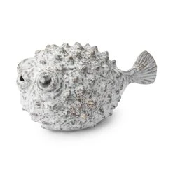 Best reviews of 👍 Mercana Spike II (10.2"L) Ceramic Puffer Fish In White, Blue And Gold - 10.2L X 5.5W X 5.5H 🌟
