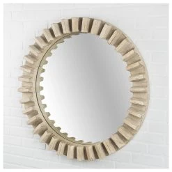 Top 10 👍 Mercana Sprocket Mirror 35" Round Natural Brown Wood Frame Mirror 🔥 -Mercana Shop Mercana Sprocket Mirror III Wall Mirror 1