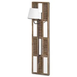 Top 10 🎉 Mercana Stoyo Brown Wood Slatted Body W/White Shade Wall Sconce - 9.5"W X 13.5"D X 53.5"H 🔥