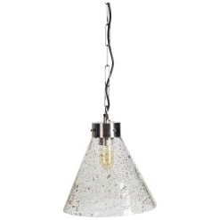 Promo 🔥 Mercana Thurlow II Silver Metal Seeded Glass Conical Pendant Light - 11"L X 11"W X 12"H 😀