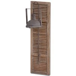 New 😍 Mercana Tiposo Medium Brown Wood Slatted Base W/ Copper Lamp Wall Sconce - 15.0L X 15.0W X 53.0H 😀