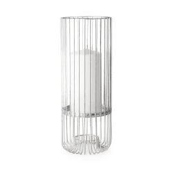 Best deal ⌛ Mercana Velo II Large Silver Metal Cylindrical Table Candle Holder 🔔