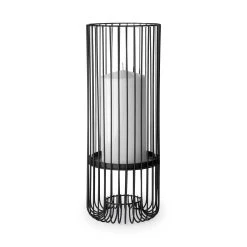 Outlet 😀 Mercana Velo II Large Black Metal Cylindrical Table Candle Holder 🛒